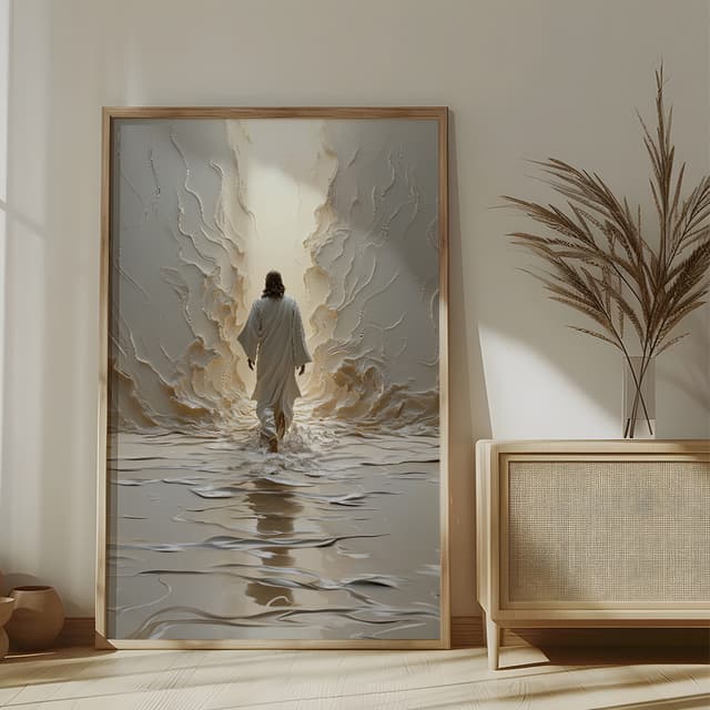 Quadro Decorativo Religiosos Jesus anda sobre as águas